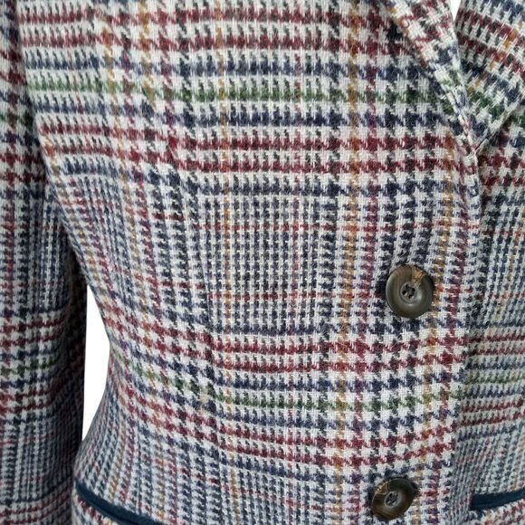 Vintage Plaid 100% Wool Houndstooth Blazer Size M Maurices 90s Y2K Gray Lined - Picture 5 of 12